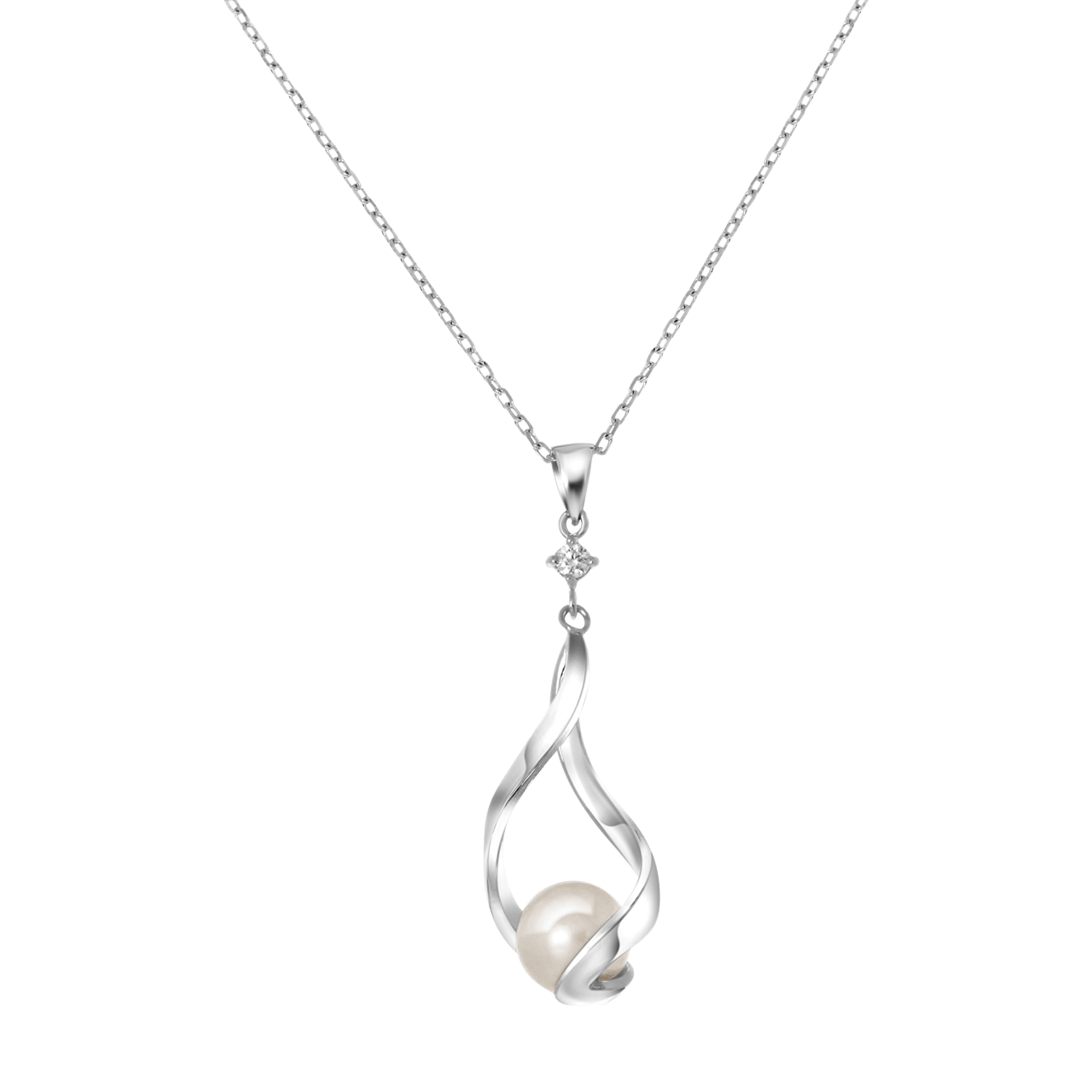 Halskette & Anhänger, 925 Silber, Süßwasserperle, Drehoptik
