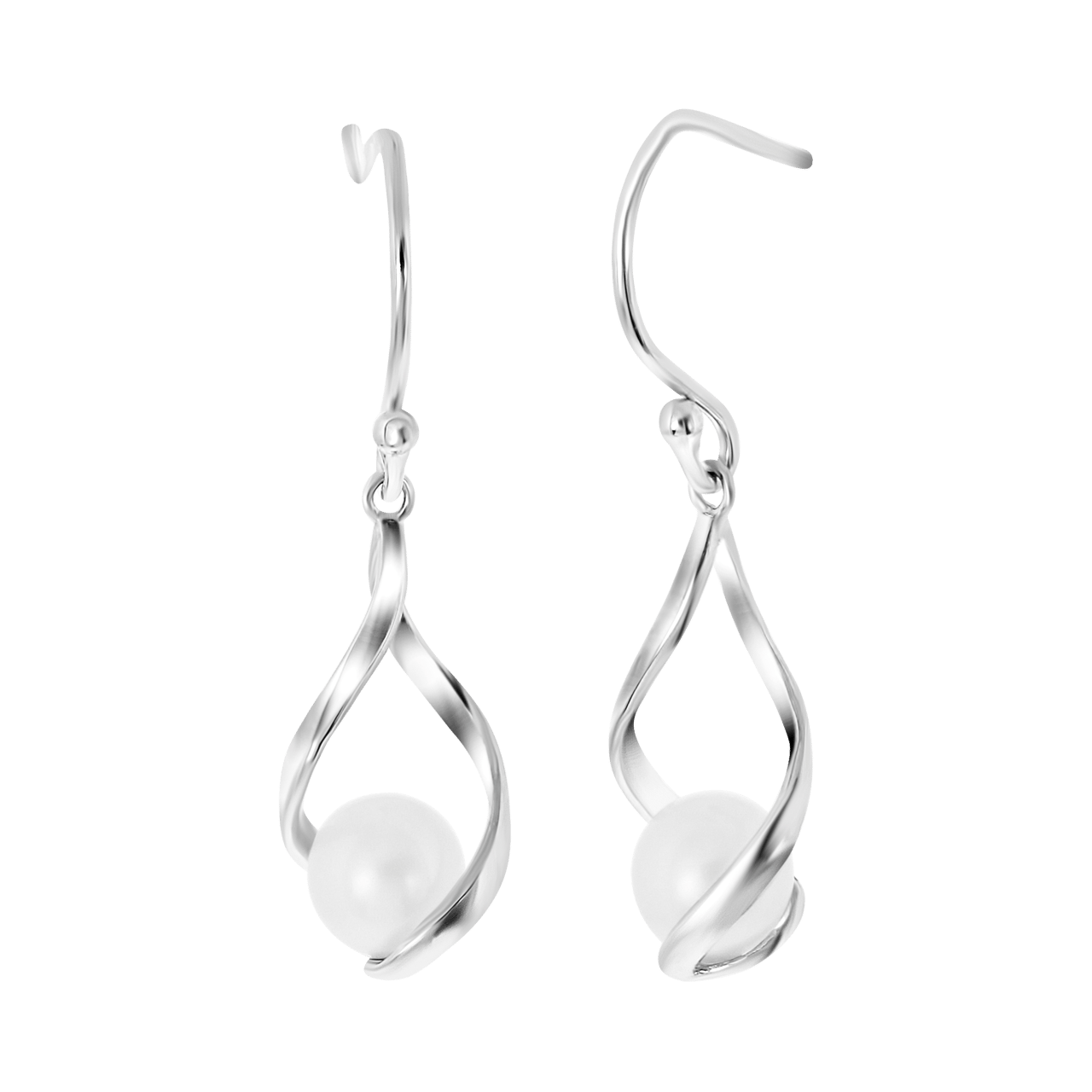 Ohrringe, 925 Silber, Süßwasserperle, Drehoptik