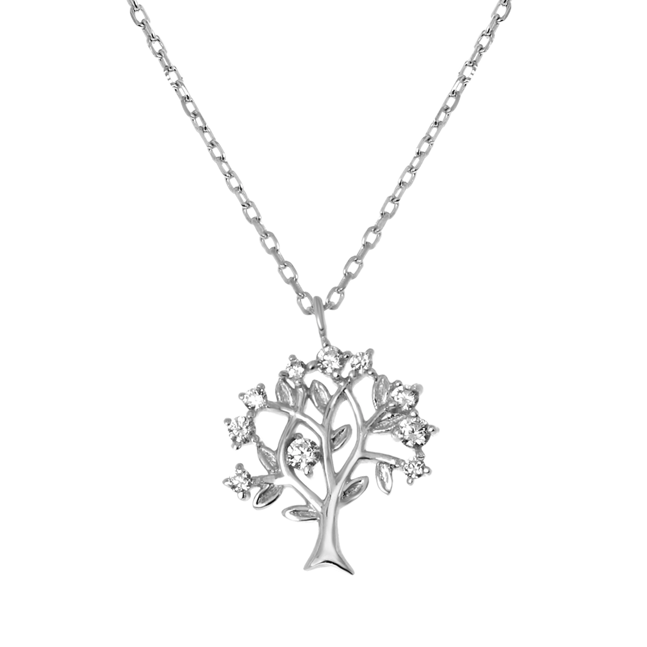 925 Silberkette mit Anhänger Lebensbaum mit Zirkonia