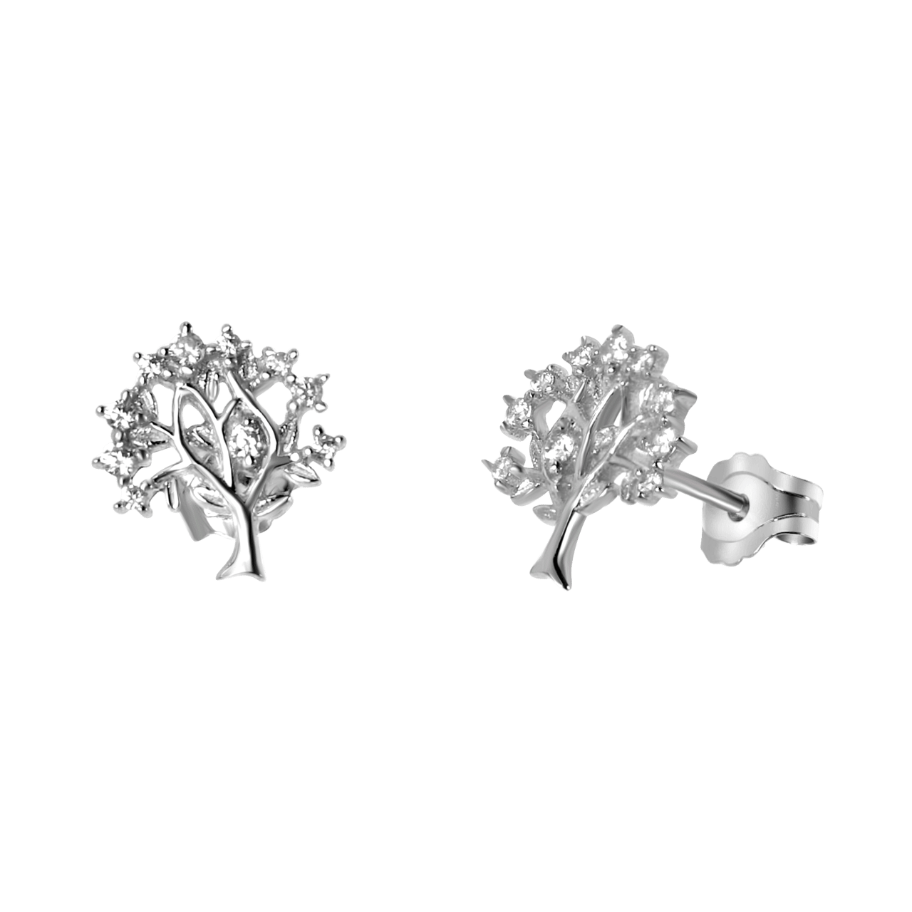 Ohrringe aus 925 Silber mit Lebensbaum mit Zirkonia