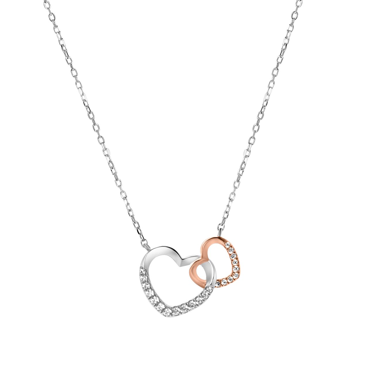 Halskette aus 925er Silber mit Anhänger Silber/Rosa Zirkonia