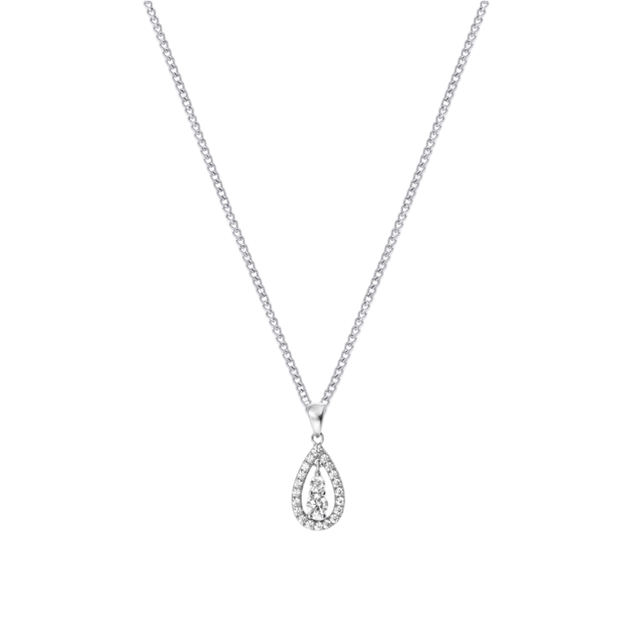 Zilveren ketting&hanger druppel zirkonia