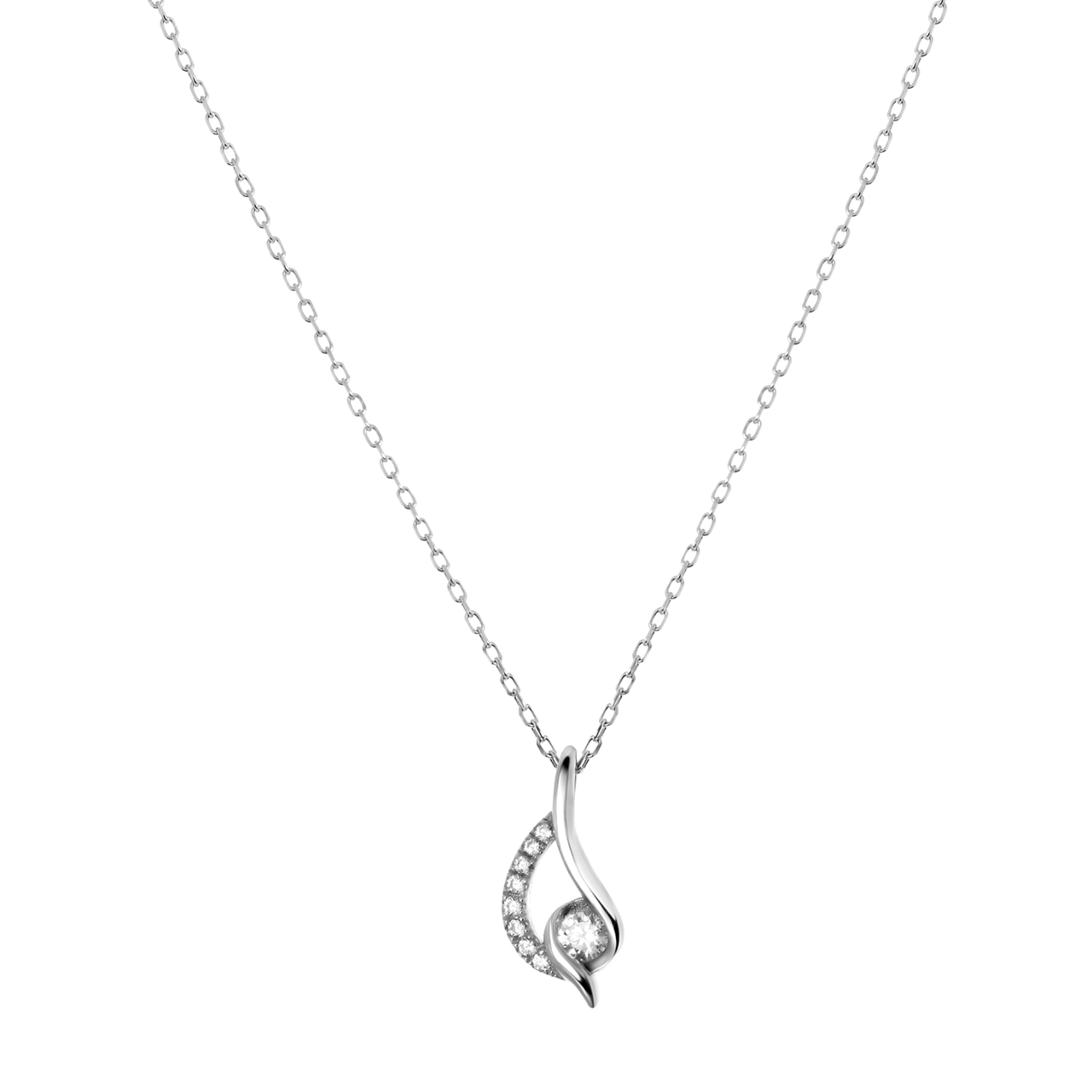 Zilveren ketting met hanger zirkonia voor dames
