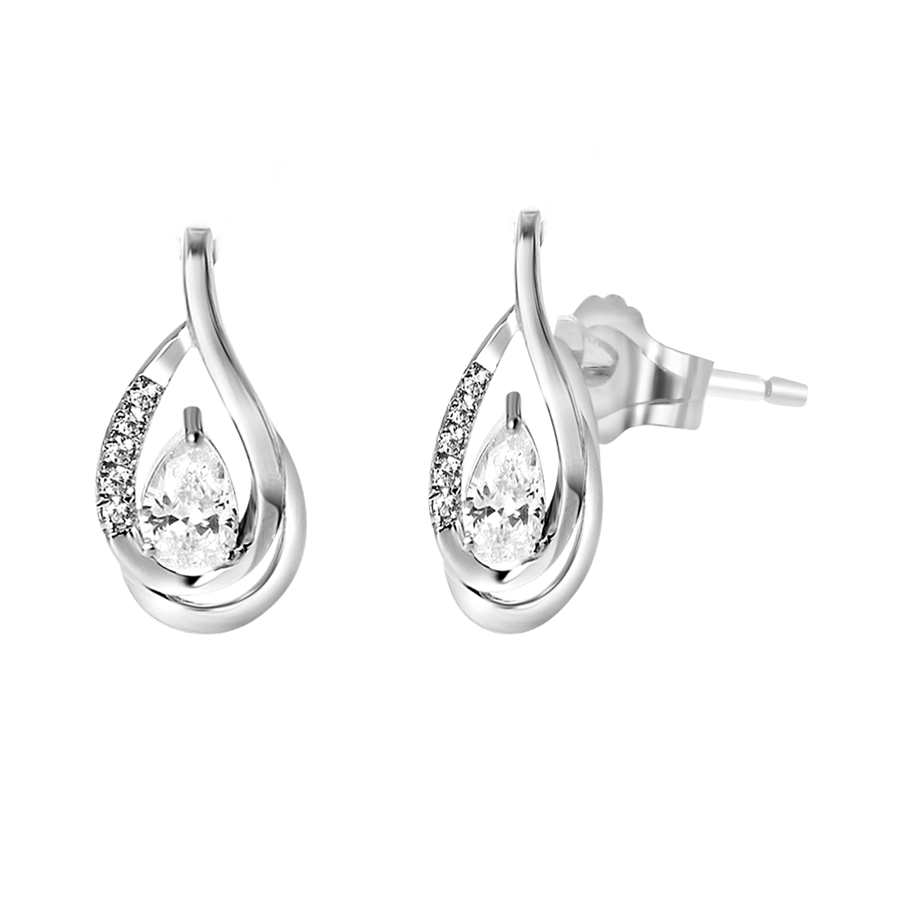 925 Silber-Ohrringe Tropfen mit Zirkonia