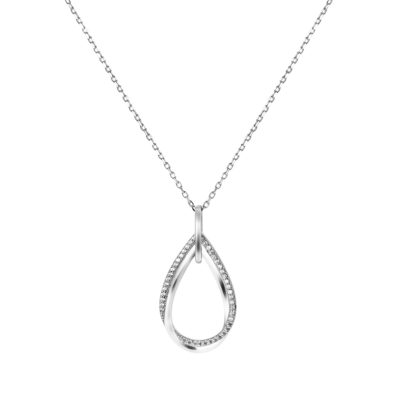 Zilveren ketting&hanger druppel zirkonia