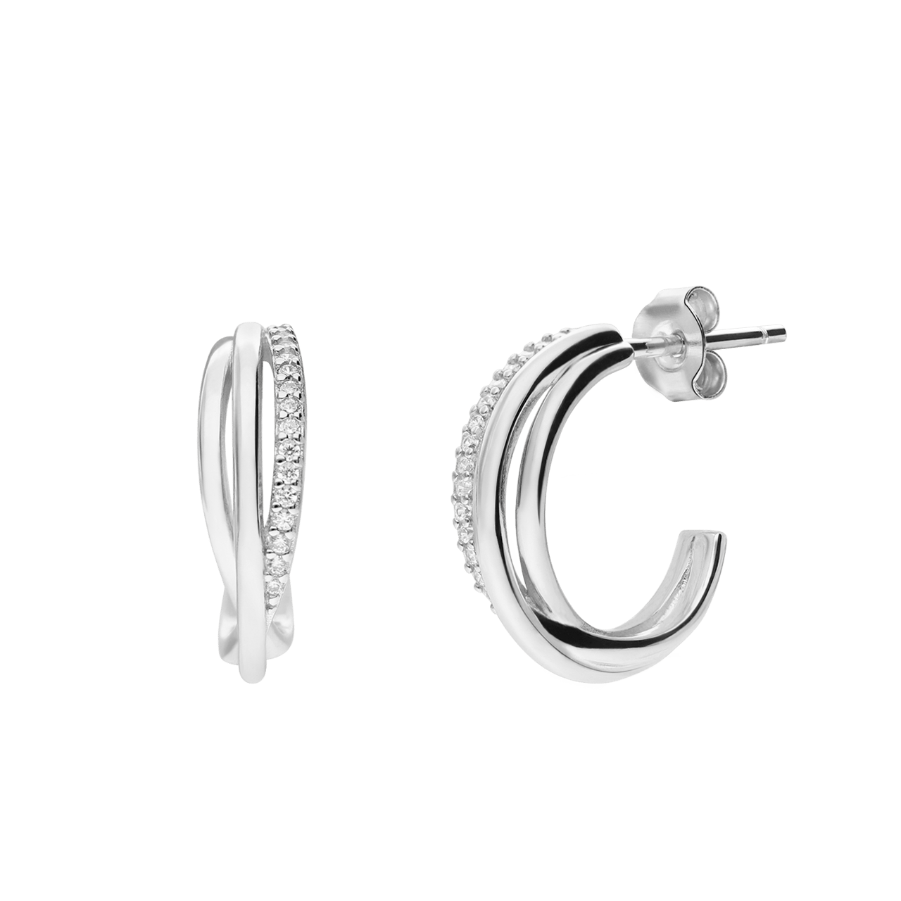 Ohrringe, 925 Silber, Zirkonia