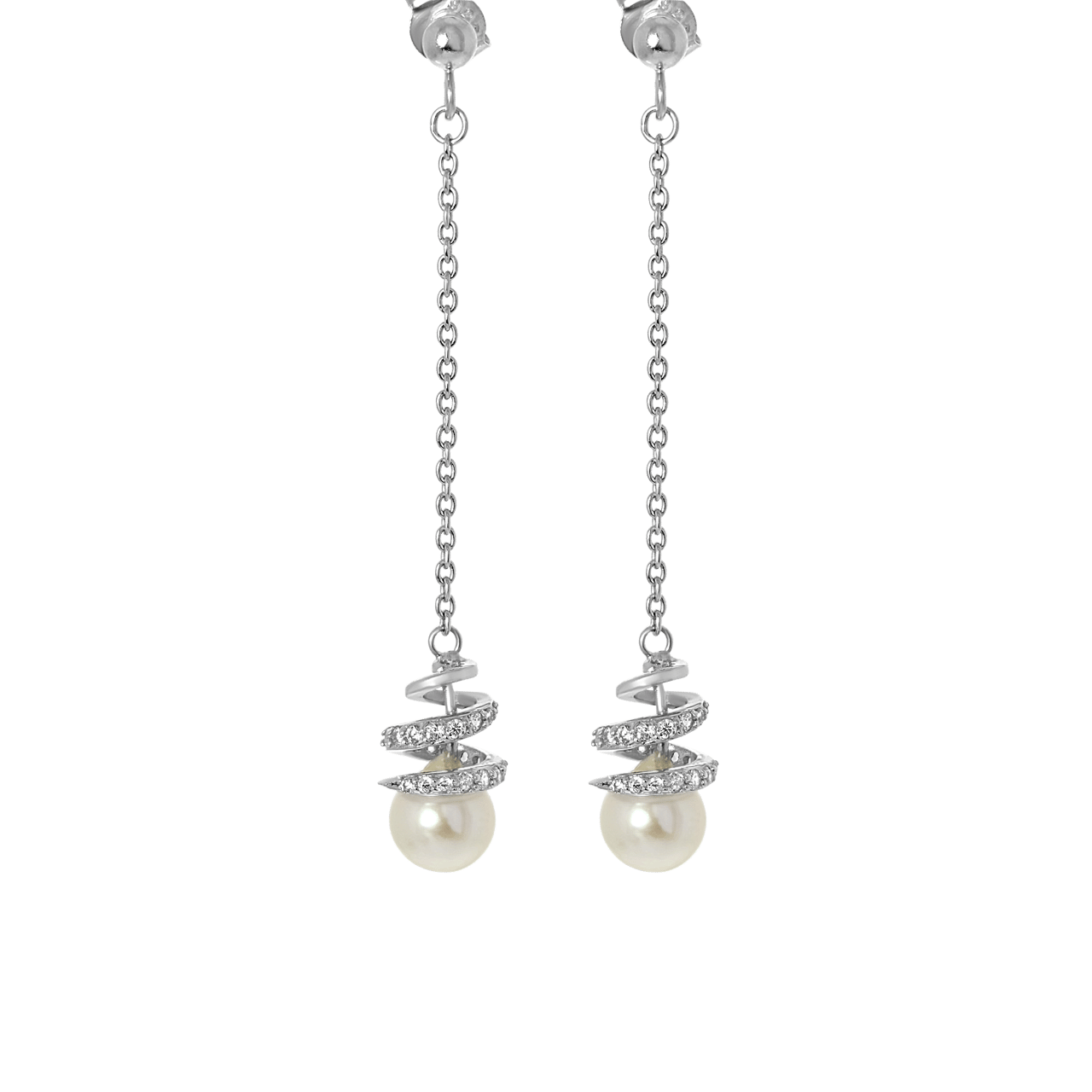 Ohrringe, 925 Silber, Süßwasserperle, Zirkonia