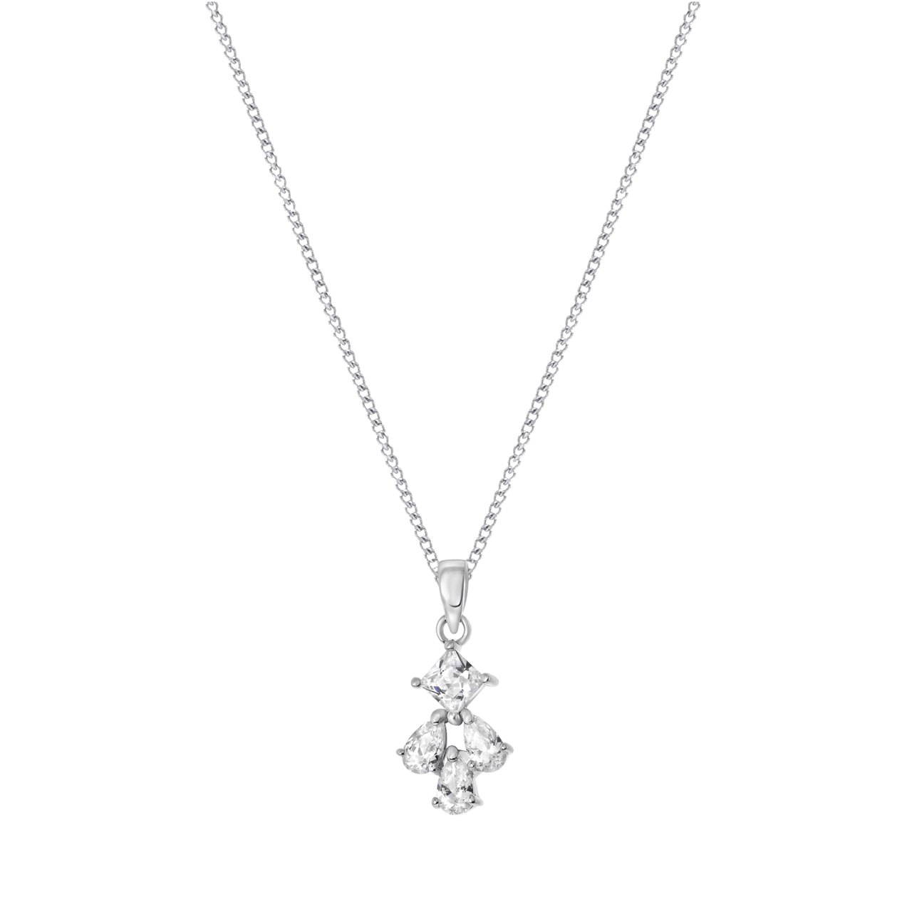 Zilveren ketting&hanger fantasie zirkonia