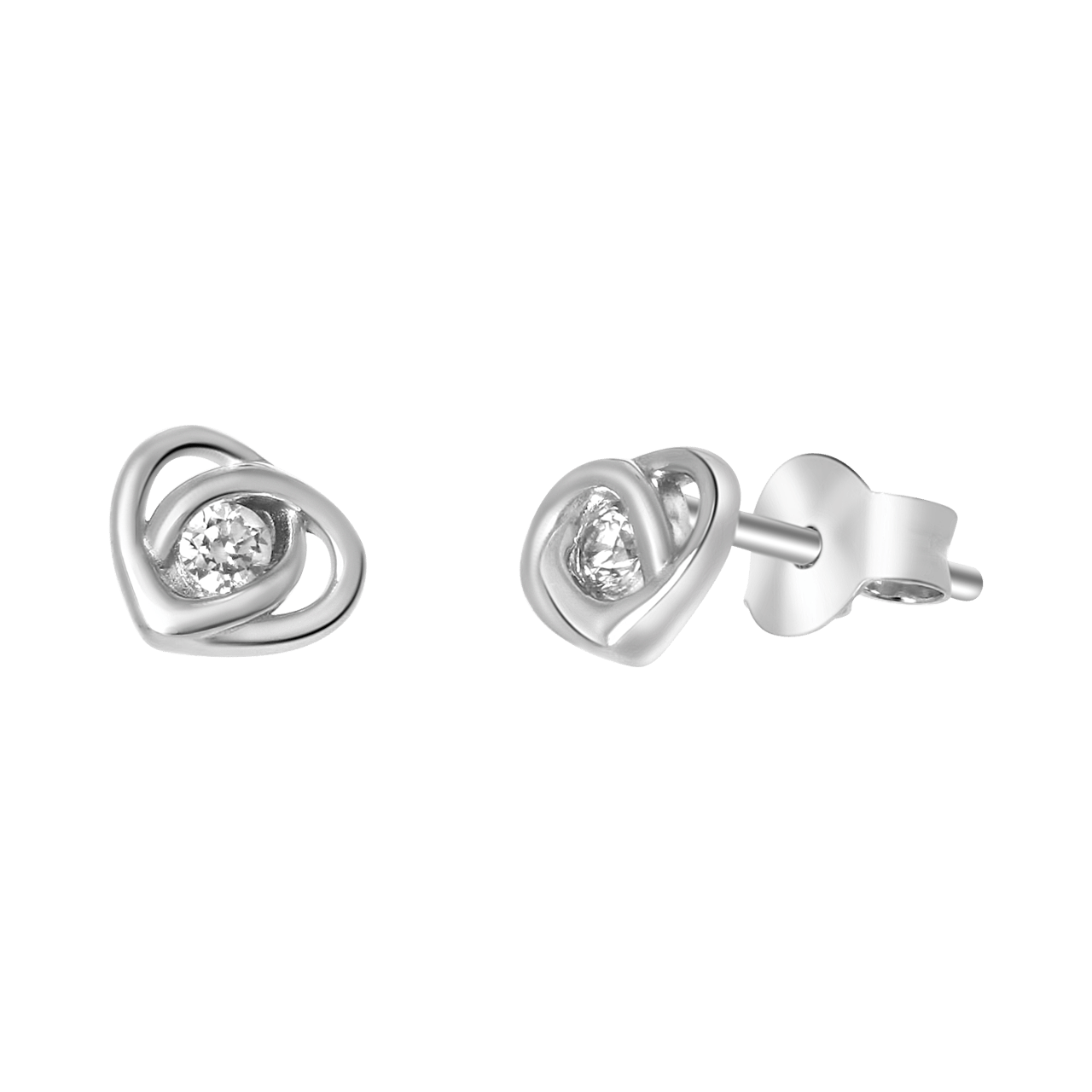 Ohrringe, 925 Silber, Herz, Zirkonia