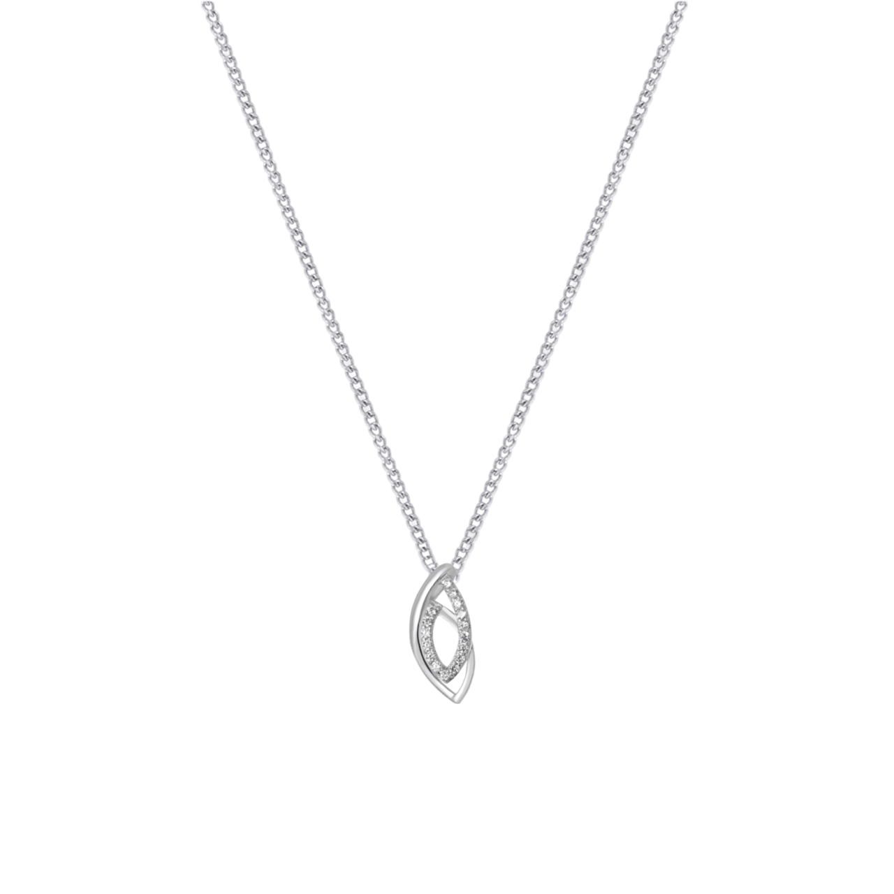 Zilveren ketting&hanger fantasie zirkonia