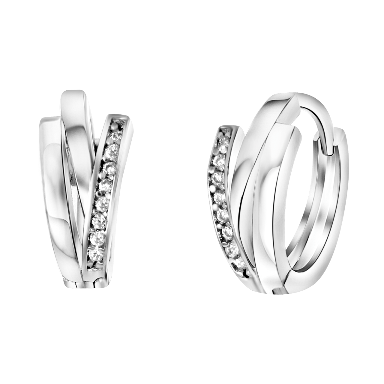 Bearbeitete Ohrringe aus 925 Silber mit Zirkonia