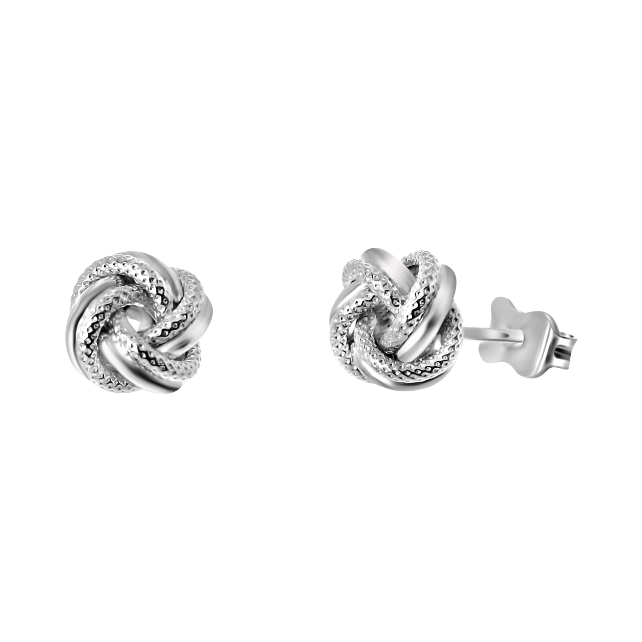 Bearbeitete Knoten-Ohrringe aus 925 Silber