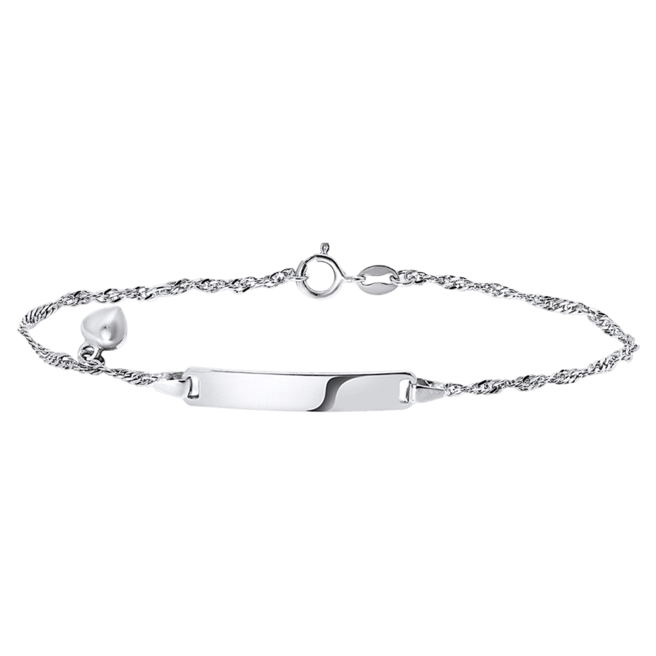 Plattenarmband aus 925 Silber, Singapore, Herz