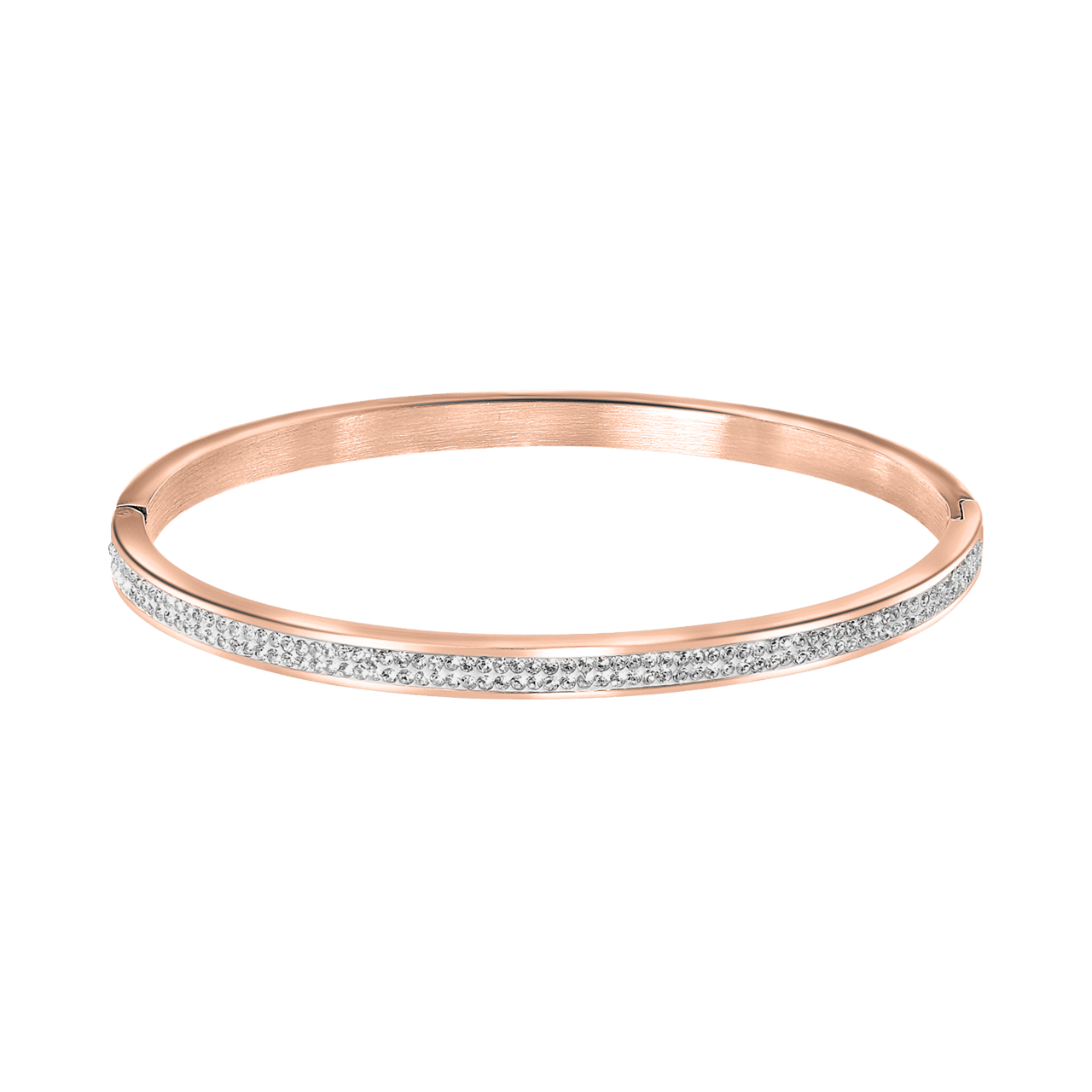 Guess stalen roséplated bangle met kristal voor dames