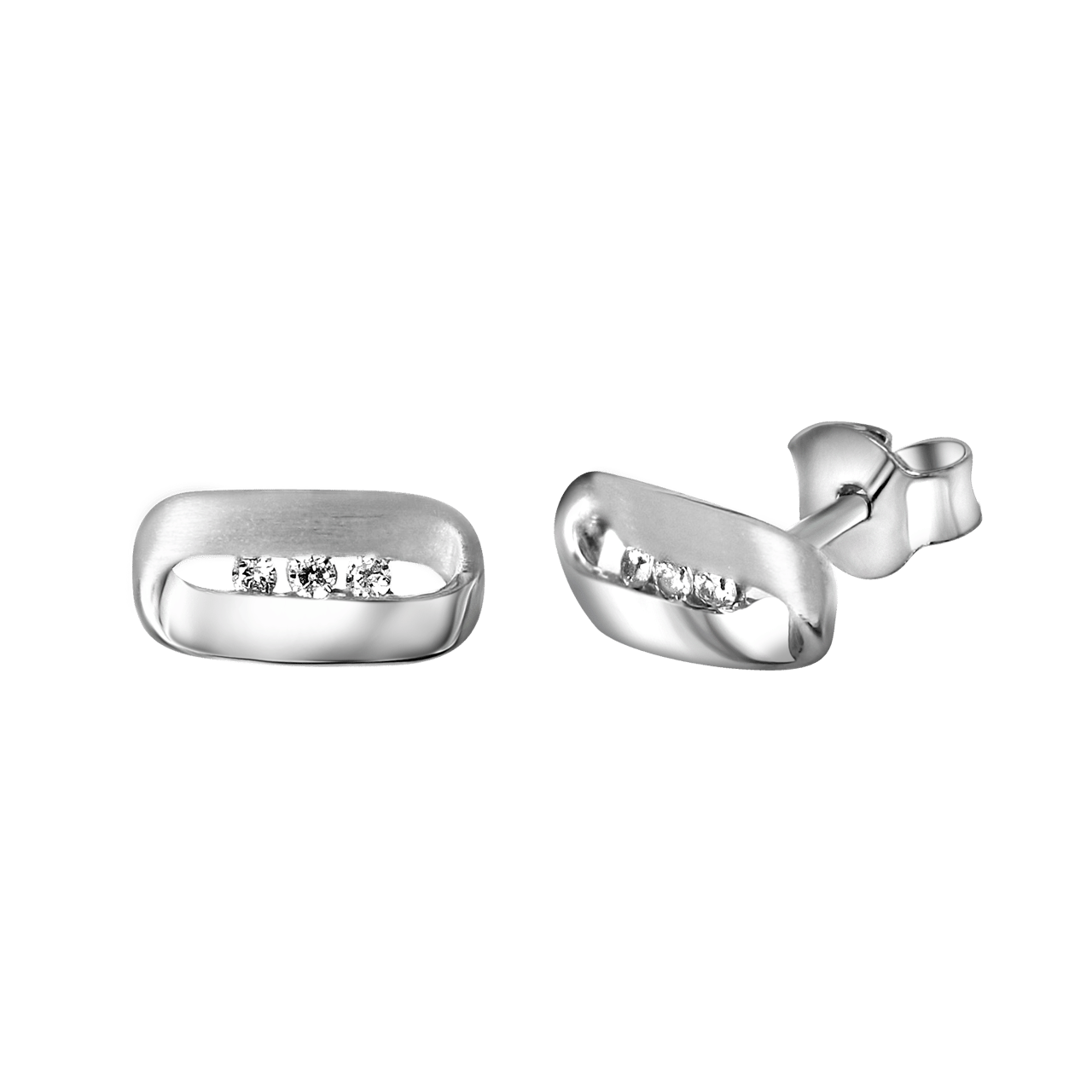 Ohrringe, 925 Silber, matt/glänzend, mit Zirkonia