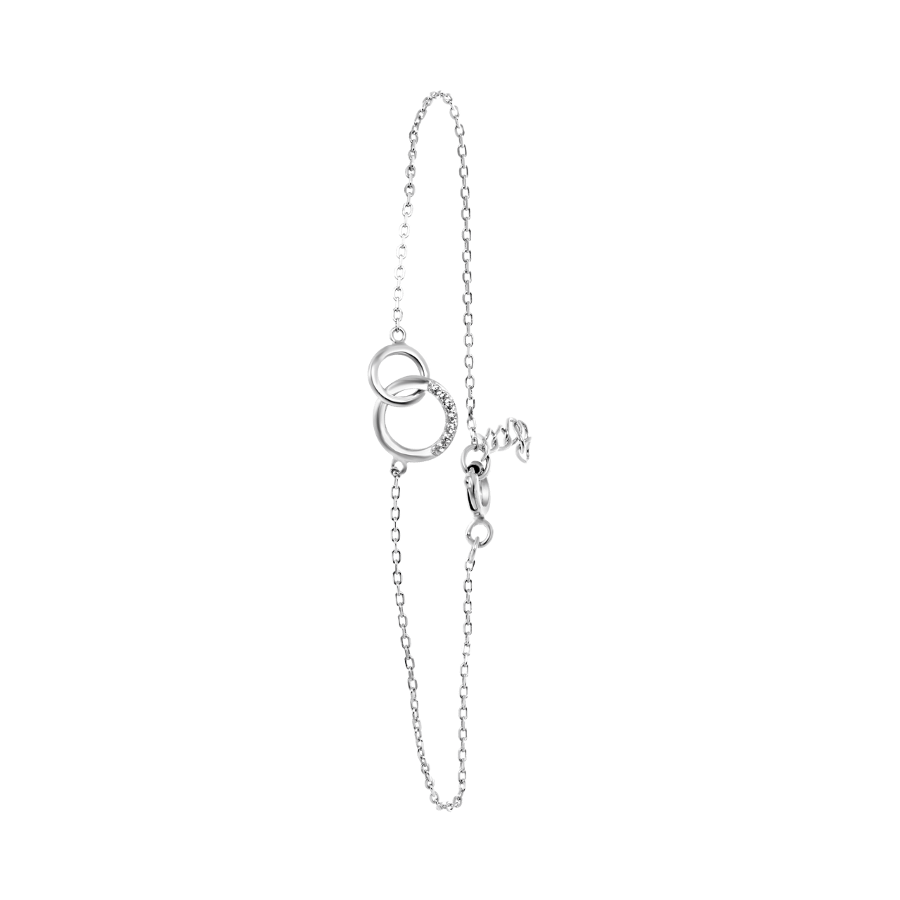 Armband mit 2 Ringen aus 925 Silber mit Zirkonia