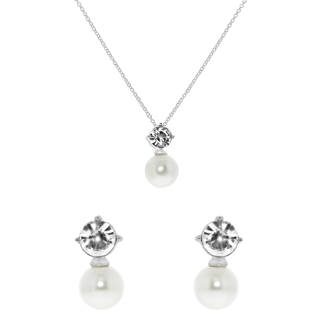 Zilverkleurig byoux set met oorbellen en ketting