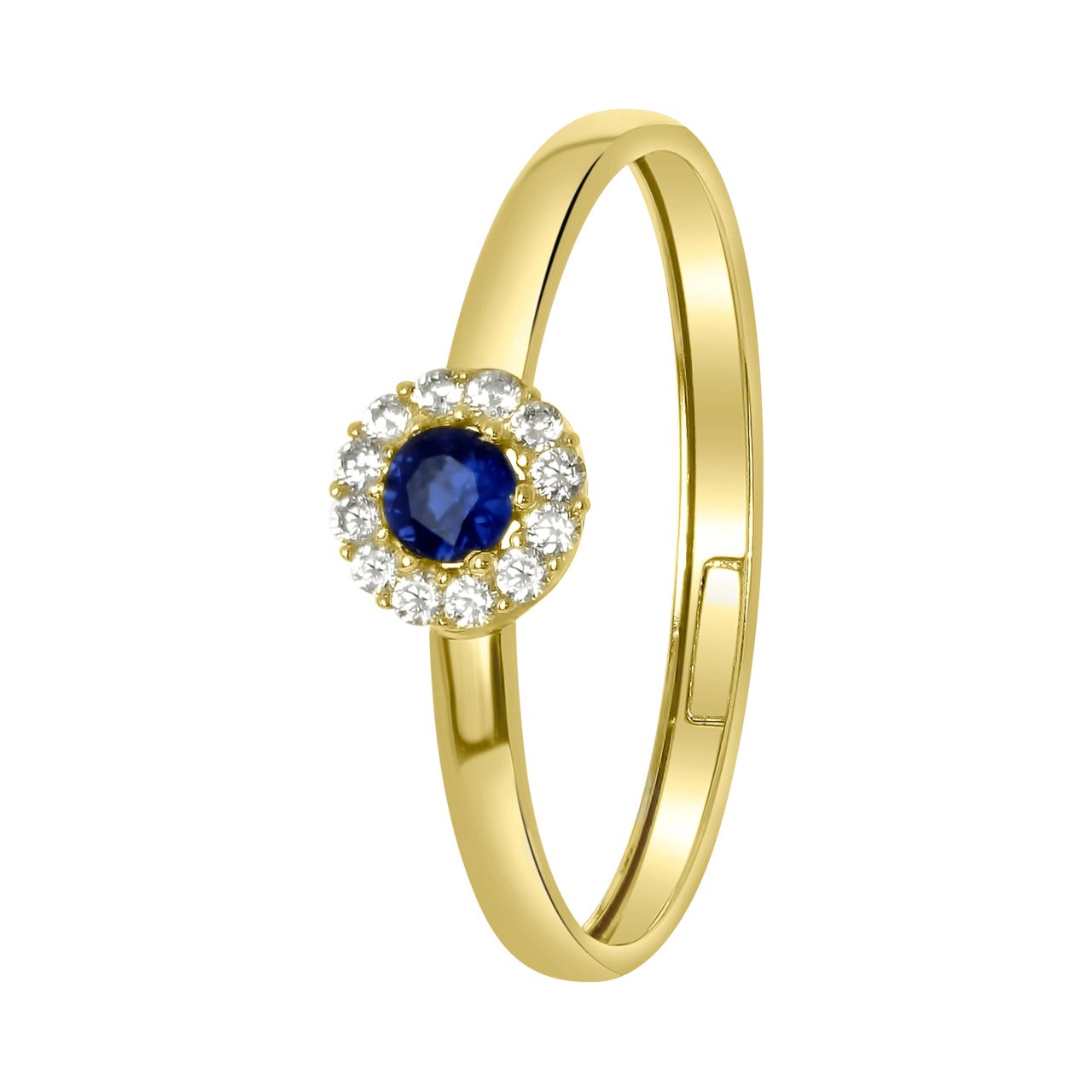 Ring aus 585 Gelbgold mit weißem und blauem Zirkonia
