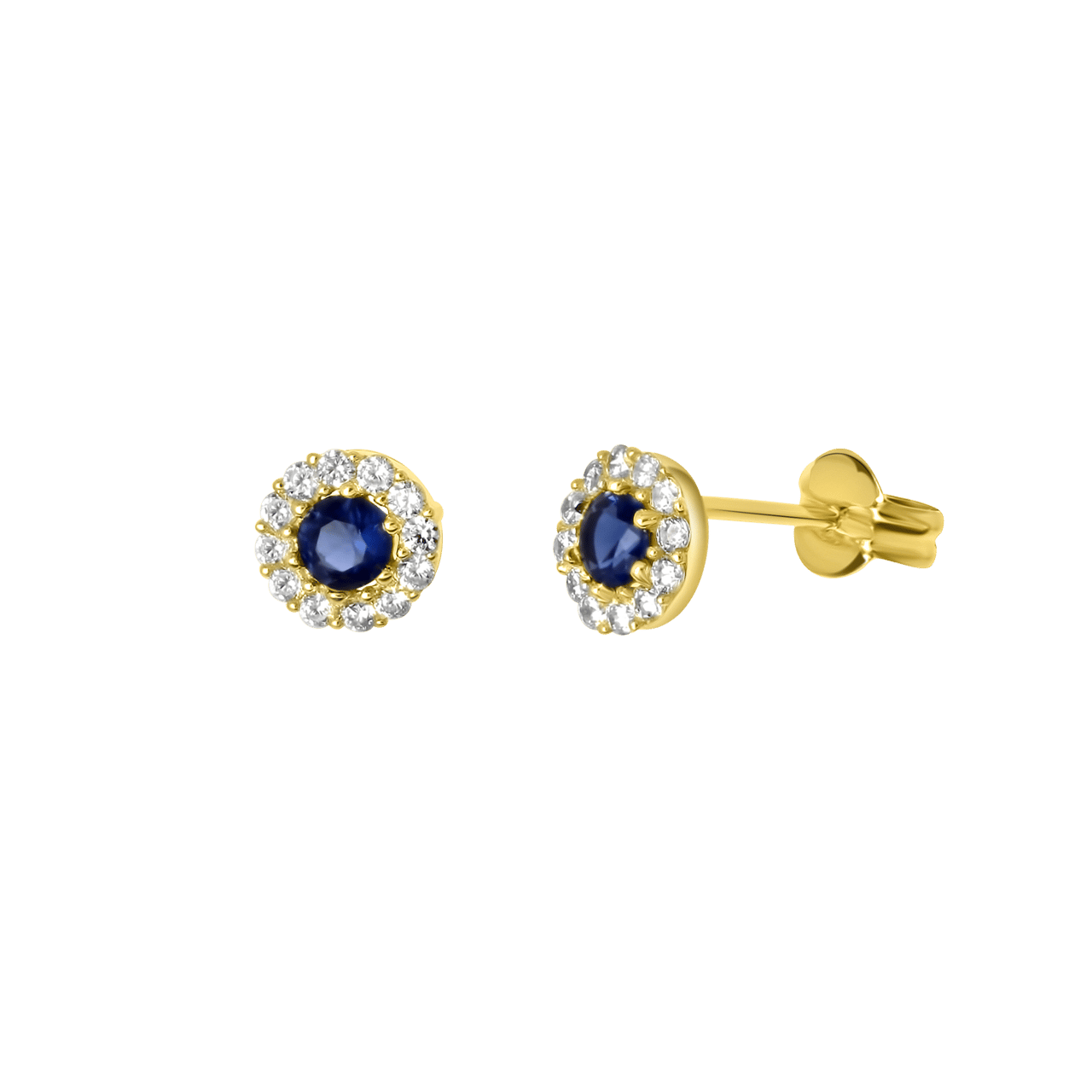 585 Gelbgold-Ohrringe mit weißem und blauem Zirkonia