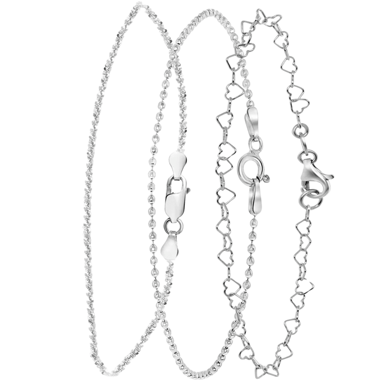 Gerecycleerd zilveren set met 3 armbanden