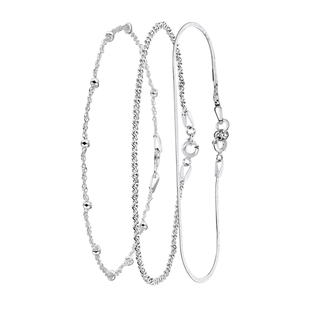 Gerecycleerd zilveren set met 3 armbanden