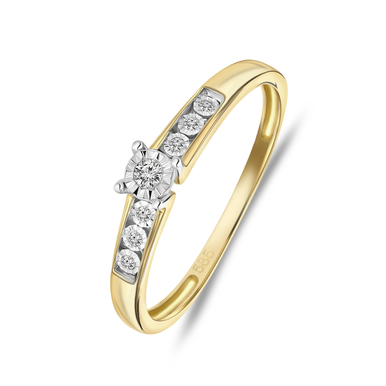 Ring, 585 Gelbgold, mit 7 Diamanten 0,05 kt