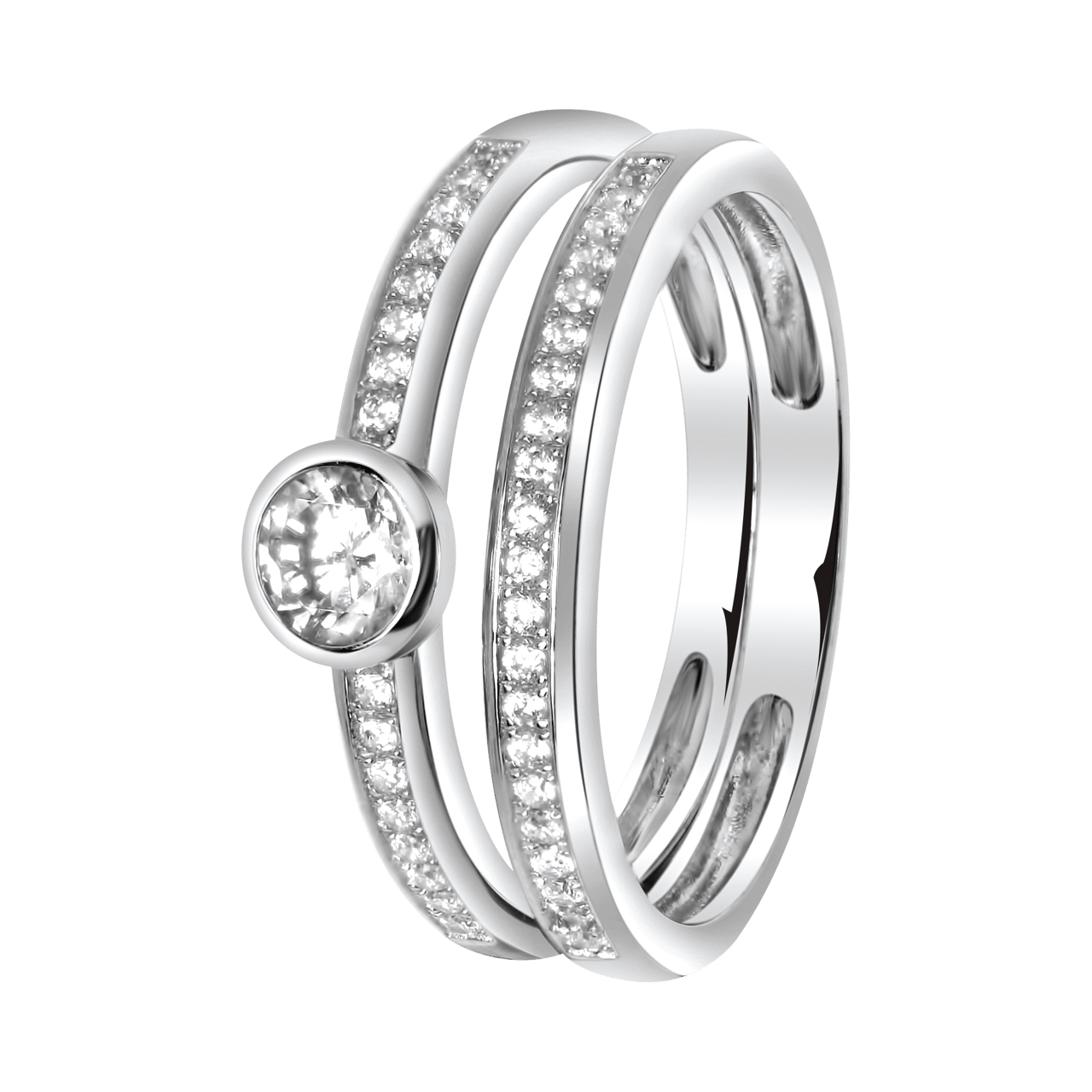 Zilveren ring 2in1 met zirkonia