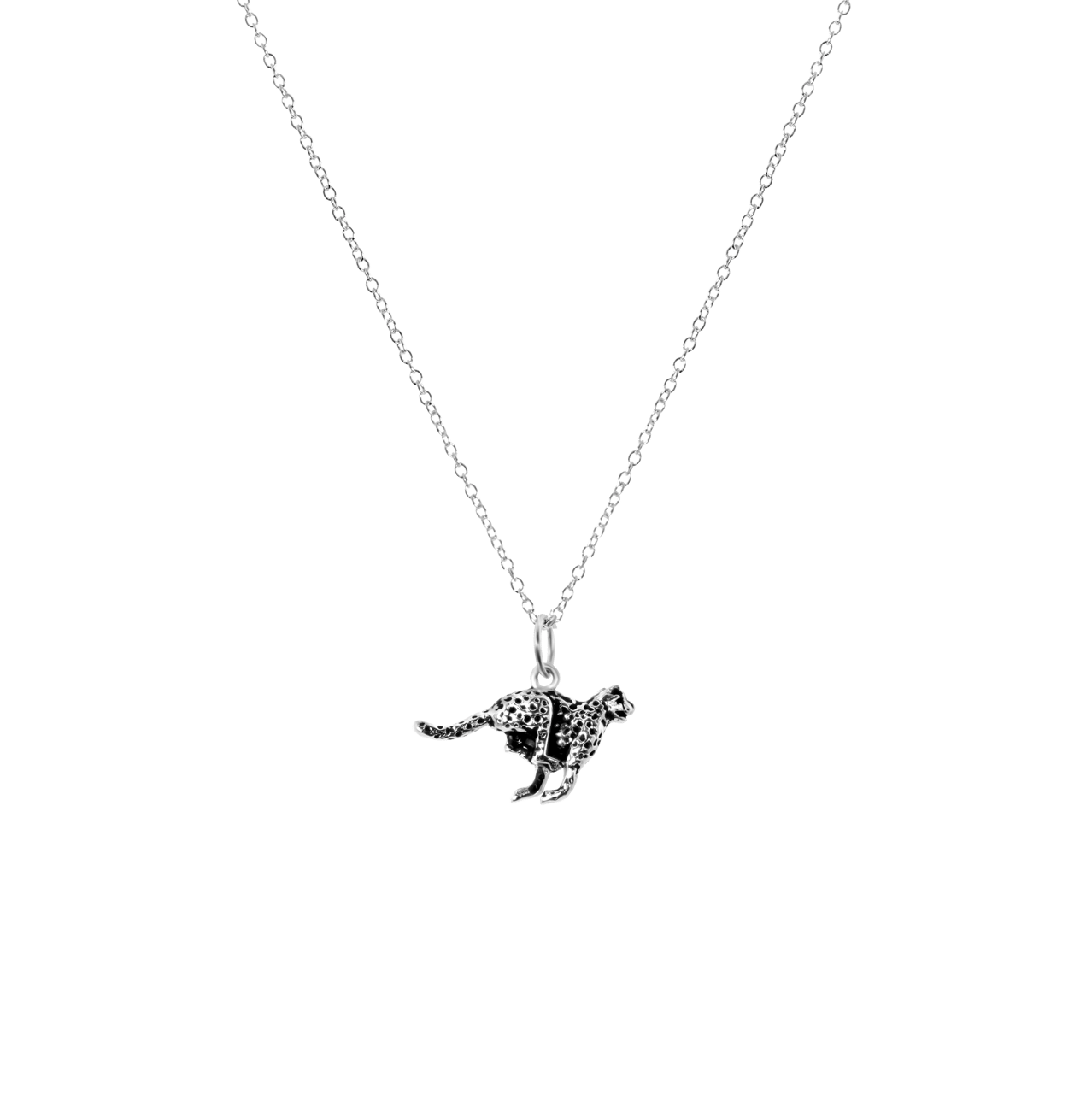 Zilveren ketting&hanger luipaard