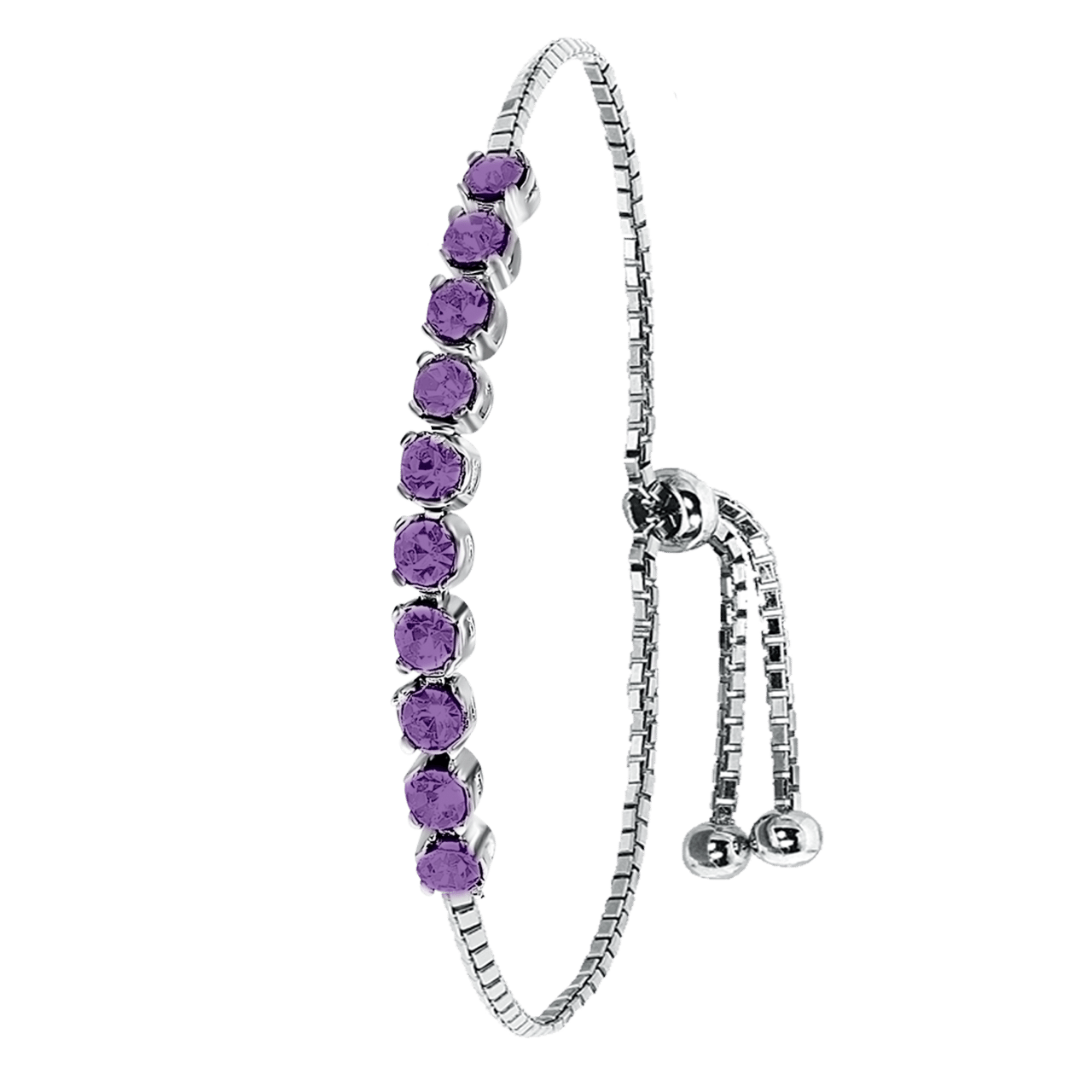 Zilveren tennisarmband kristal amethyst