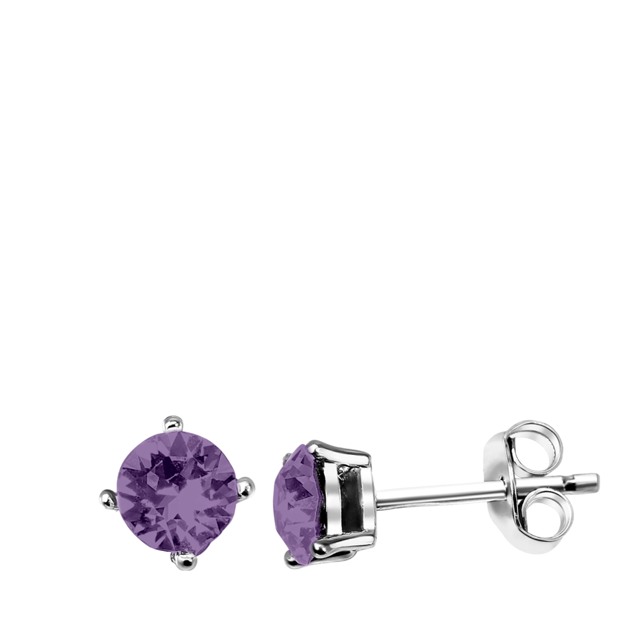 Zilveren oorbellen kristal amethyst