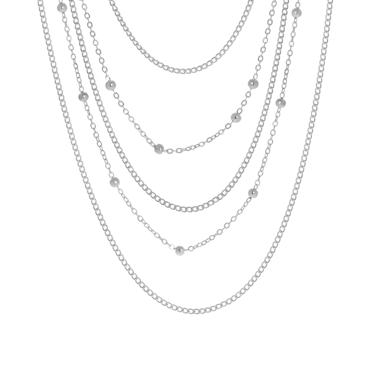 Zilverkleurige byoux ketting multi layer