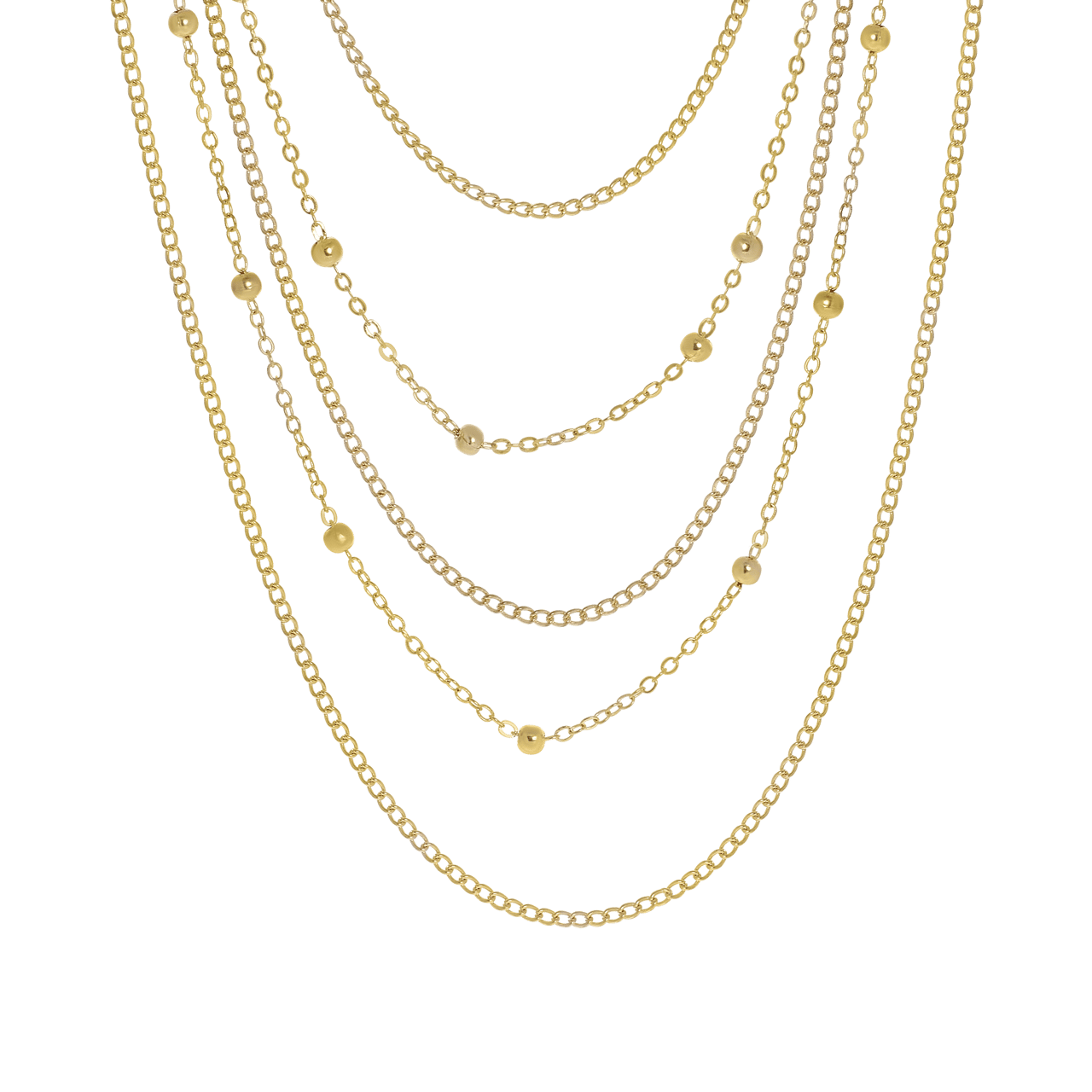Goudkleurige byoux ketting multi layer