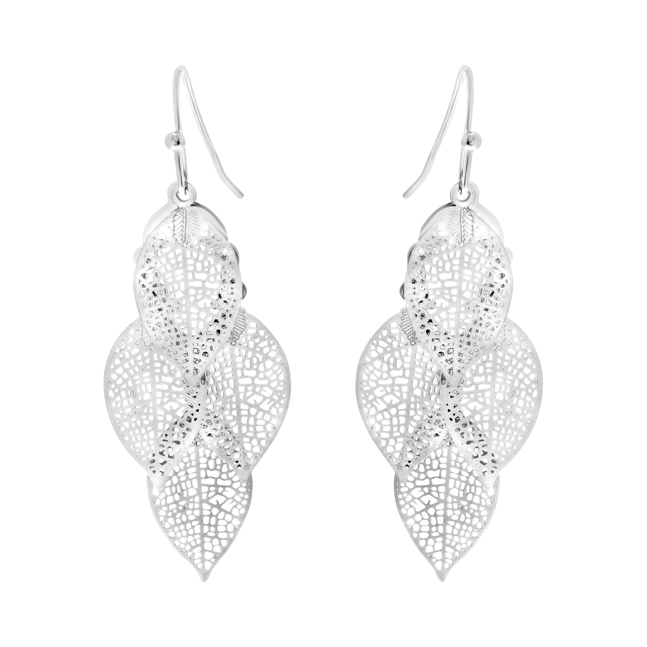Zilverkleurige byoux oorbellen blad