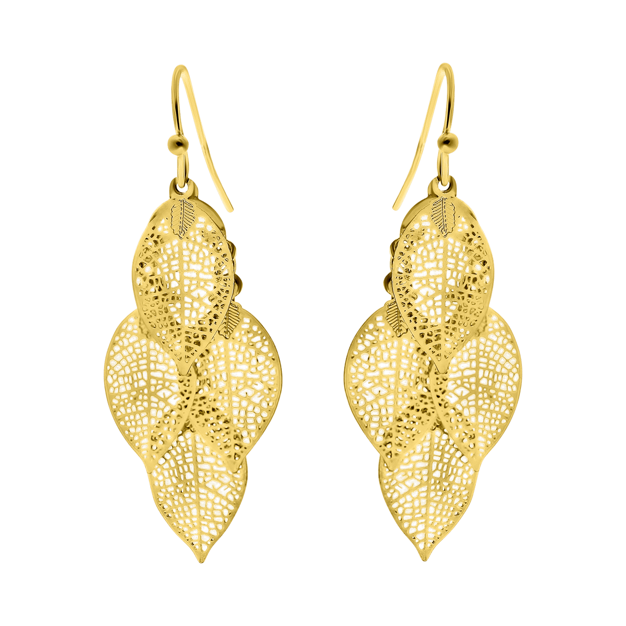 Bijoux goudkleurige oorhangers blad voor dames