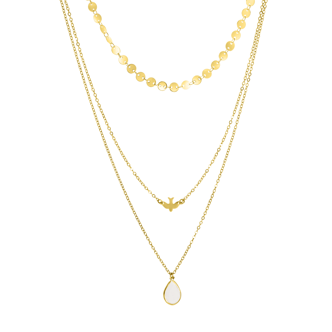 Goudkleurige byoux ketting multi vogel