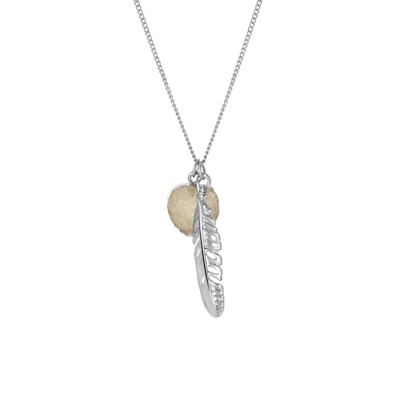 Zilverkleurige byoux ketting druzy