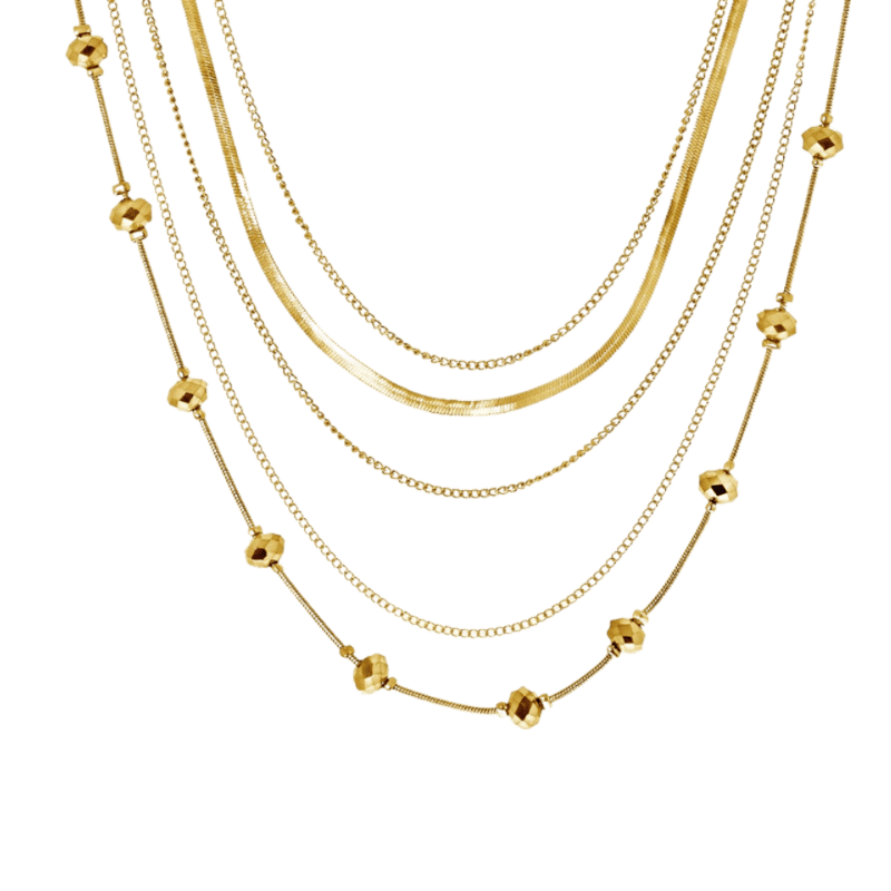 Goudkleurige byoux ketting multil layer