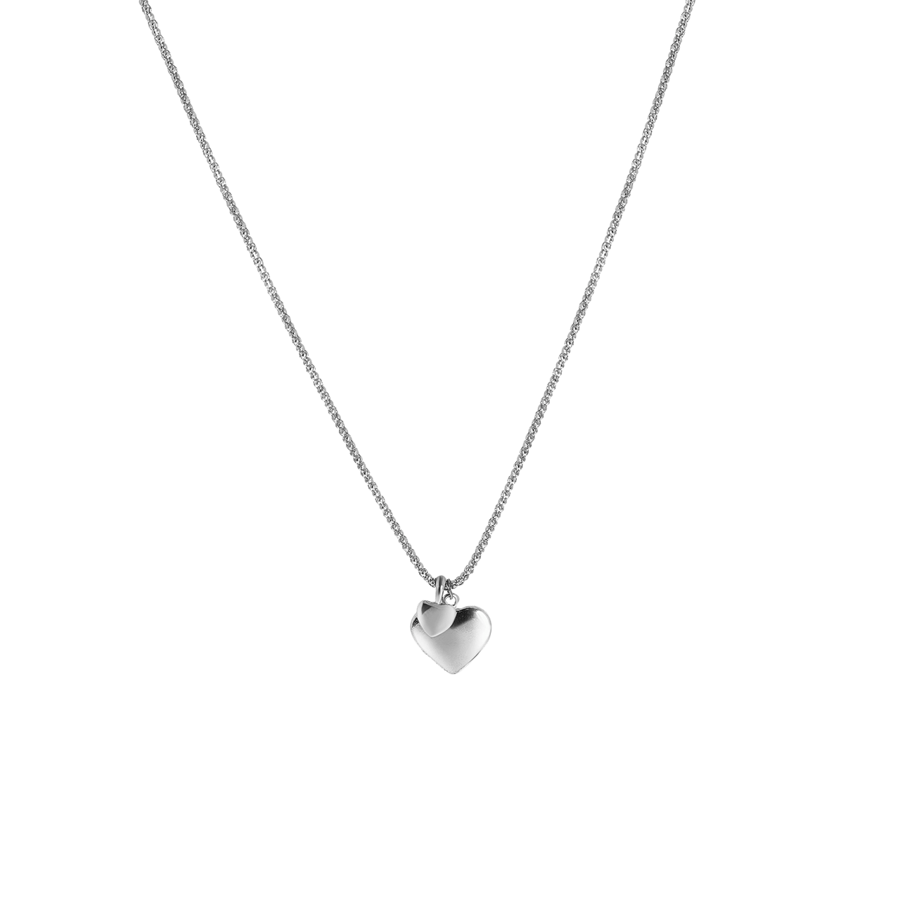 Zilverkleurige byoux ketting met hanger hart