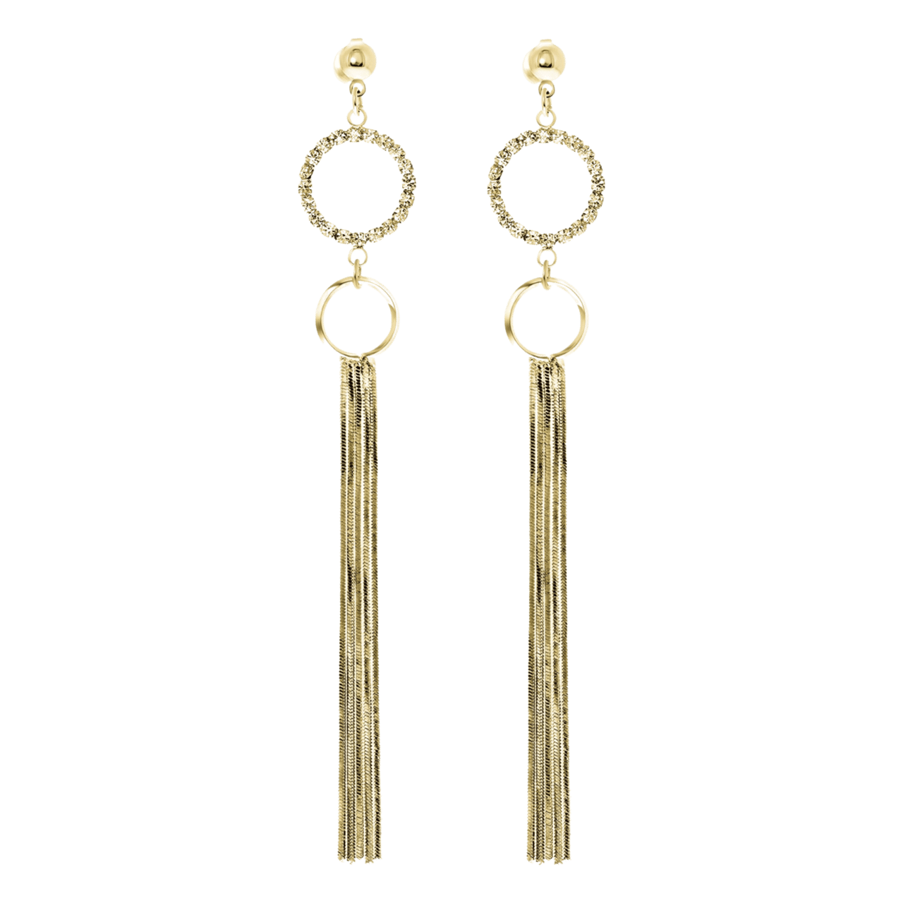 Goudkleurige byoux oorbellen lang