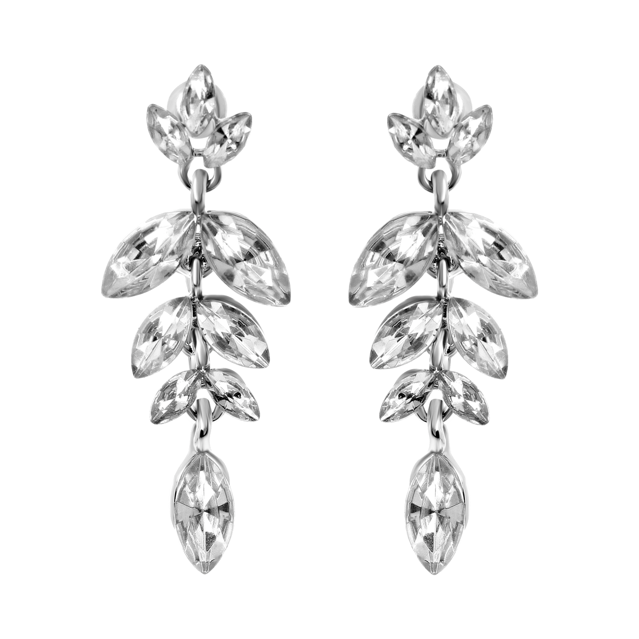 Zilverkleurige byoux oorbellen witte steen