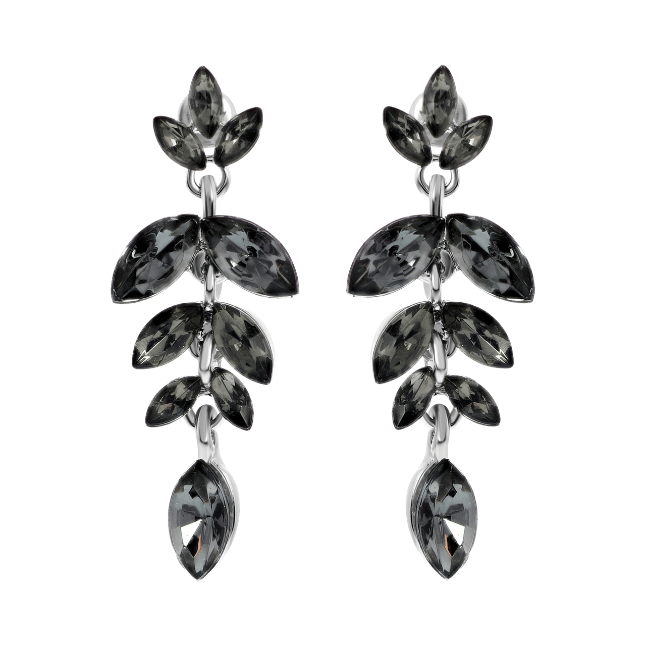 Zilverkleurige byoux oorbellen grijze steen