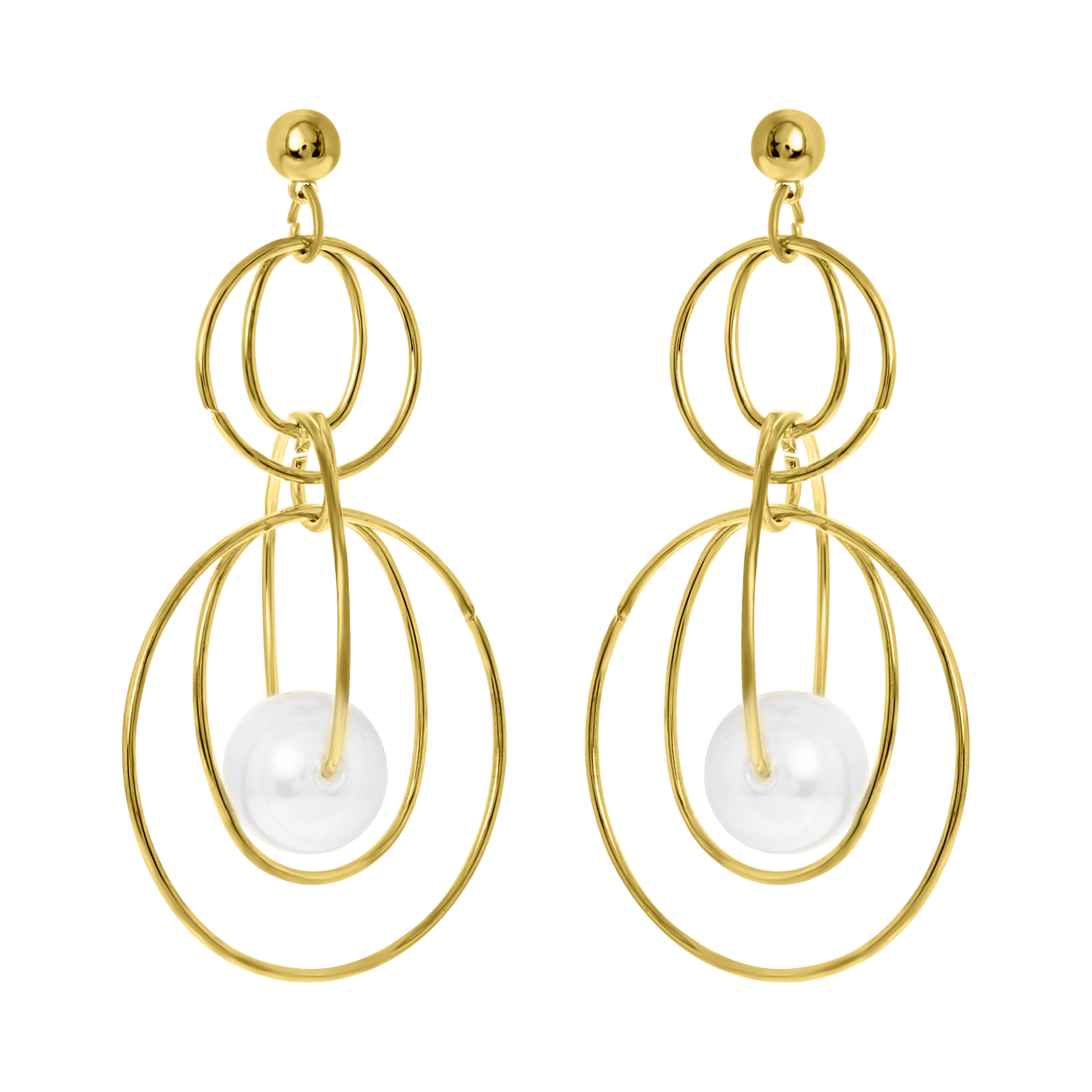Goudkleurige byoux oorbellen ringen parel