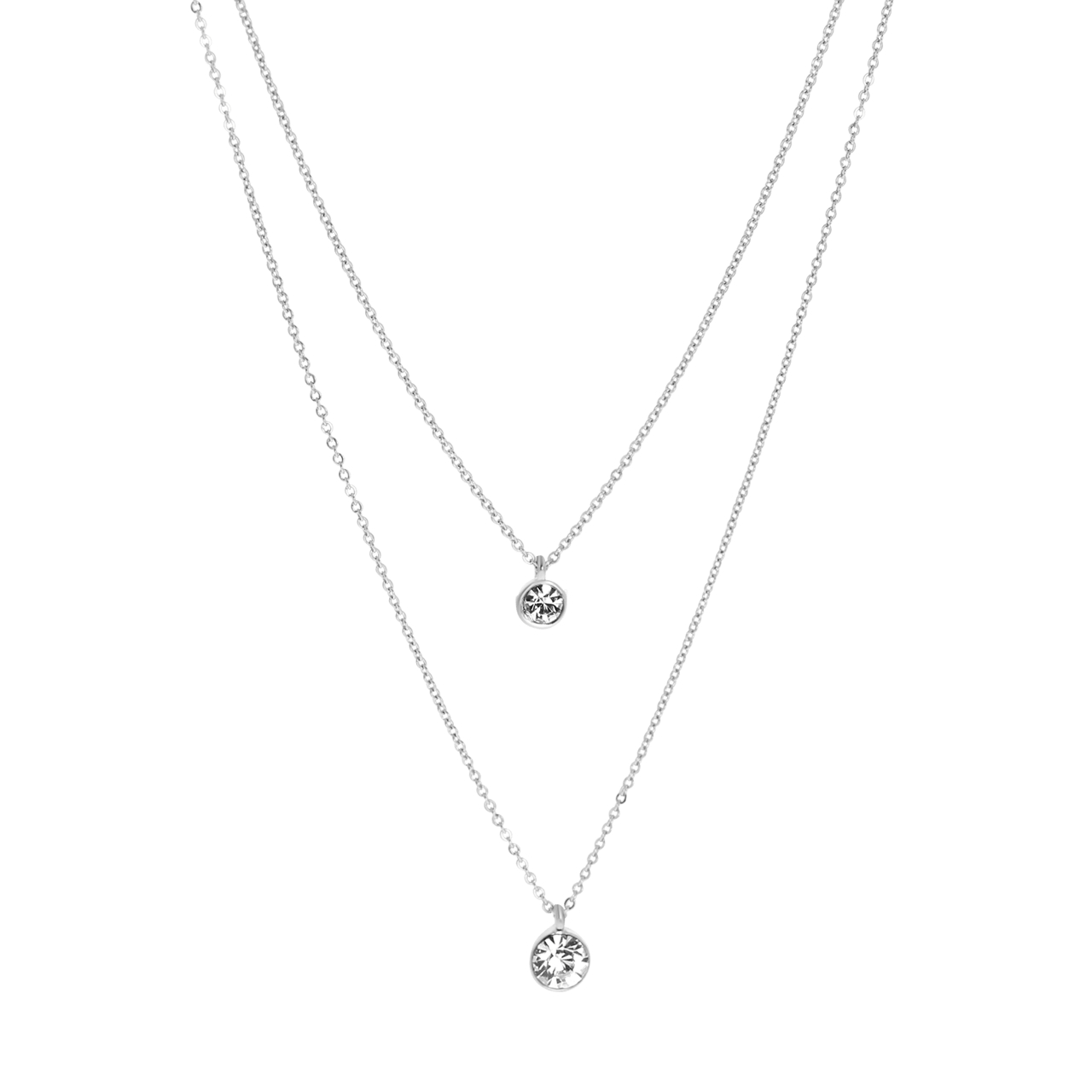 Zilverkleurige byoux ketting laagjes