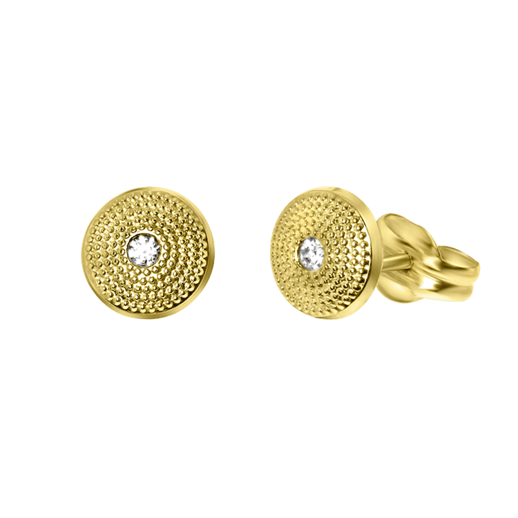 Runde Ohrringe aus 585 Gelbgold mit Zirkonia
