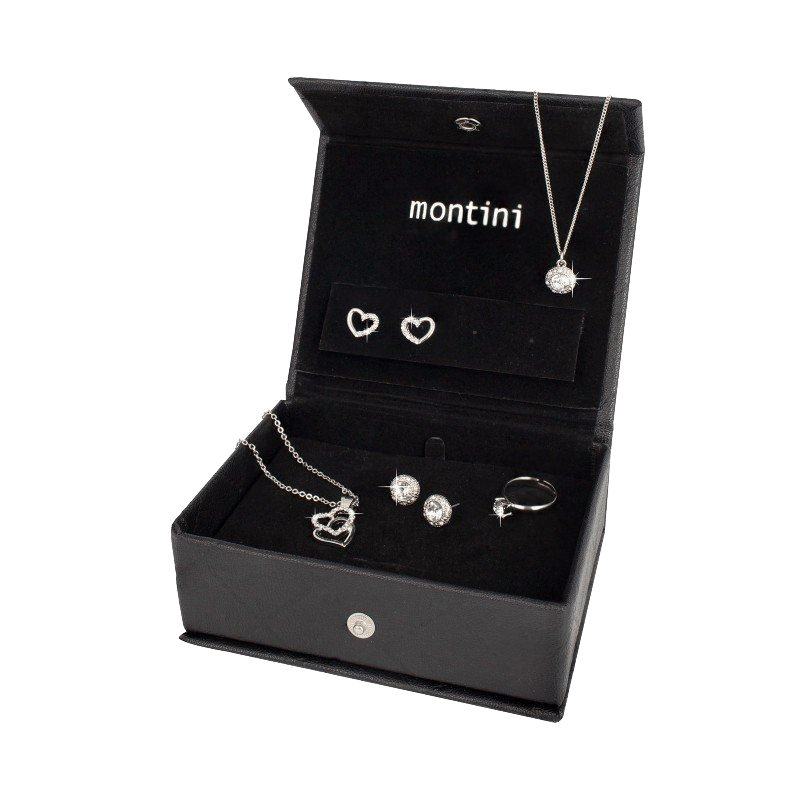 Zilverkleurige byoux set met doosje