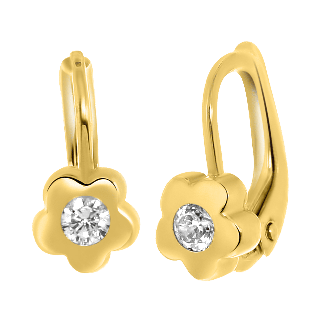 Ohrringe aus 585 Gelbgold Blume mit Zirkonia