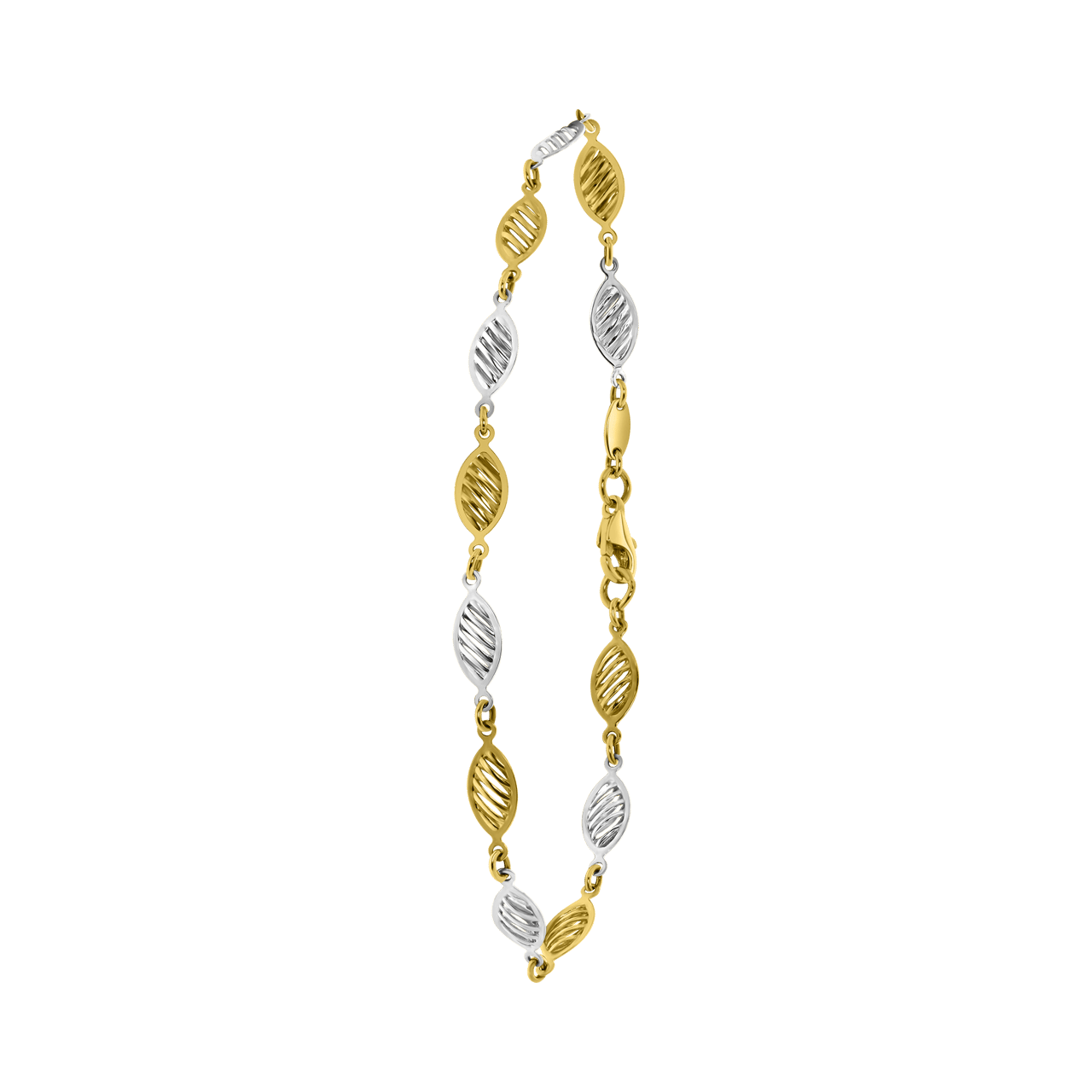 14Karaat gouden armband bicolor blad