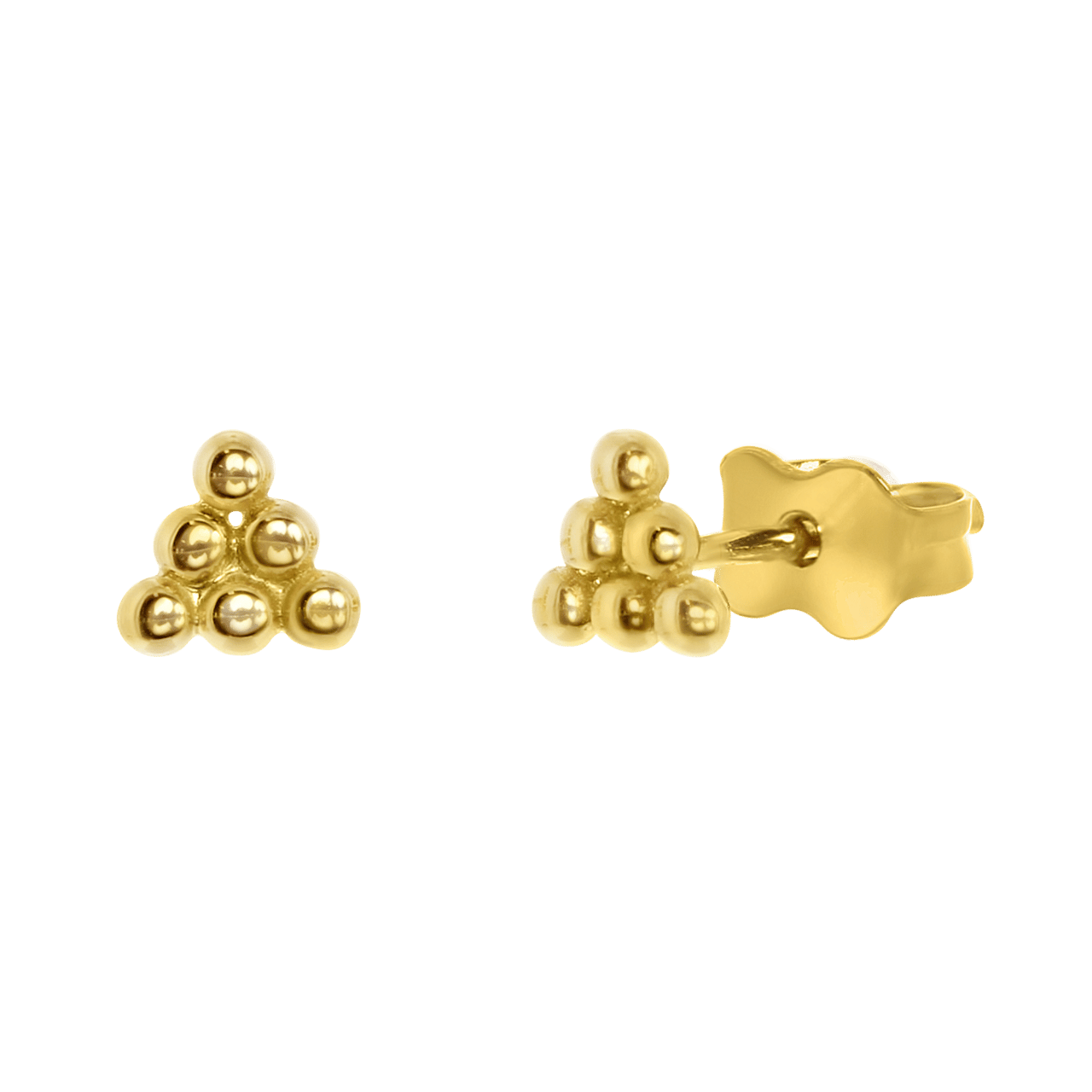 Dreieckige Ohrringe aus 585 Gelbgold mit kleinen Kugeln
