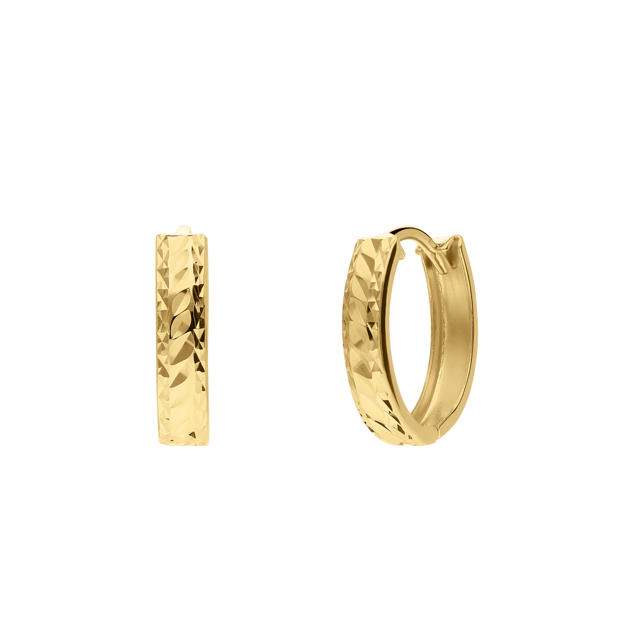 14Karaat geelgouden oorbellen ovaal bewerkt