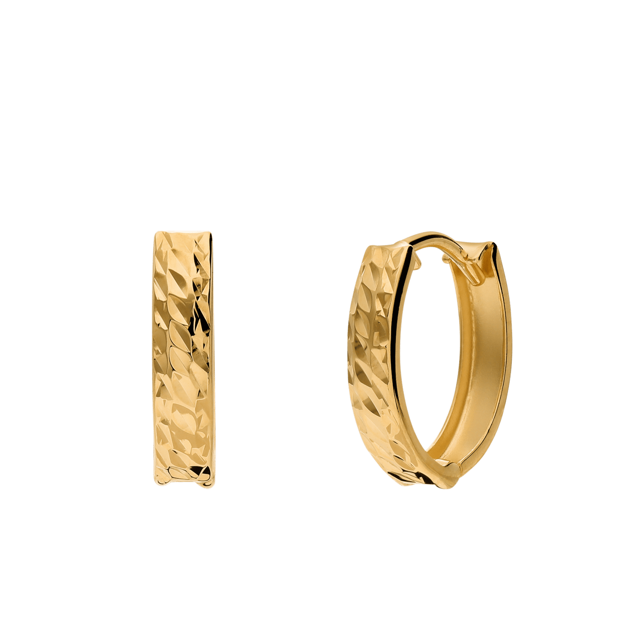 Ovale, bearbeitete Ohrringe aus 585 Gelbgold